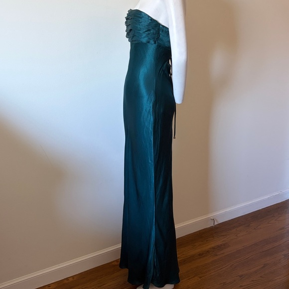 Hello Molly Seraphina Strapless Satin Maxi Dress Teal Size S New With Tag - Picture 8 of 15